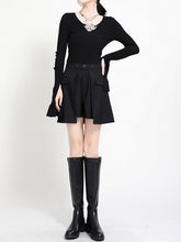 Women V-Neck Hollow Long Sleeve Pullover Bottoming Shirt